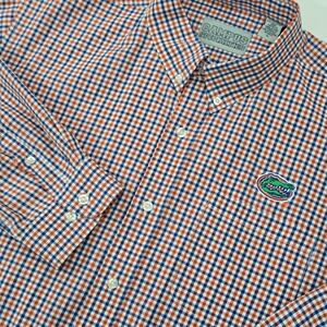 Campus Specialties Florida Gators Mens XL Gingham Button Down Shirt Orange Blue